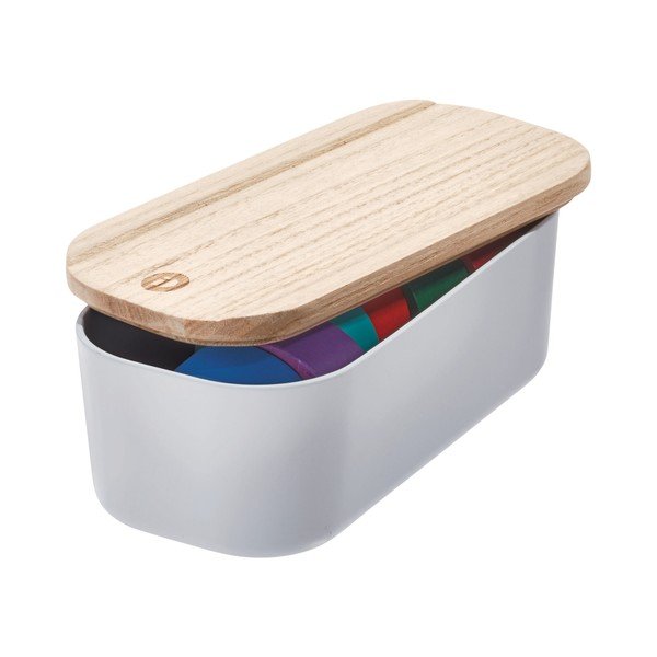 Hall hoiukast kaanega, mis on valmistatud Paulownia puidust, 9 x 18,3 cm. Eco - iDesign-image-2