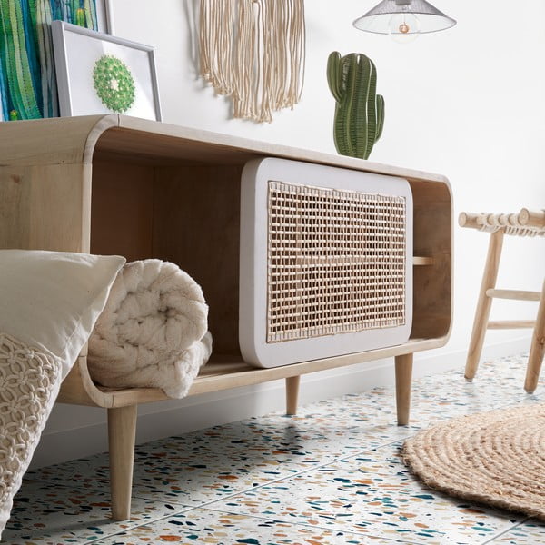 Puuvillasest köiest istmega teakist jalatugi Eclipse - Kave Home-image-2