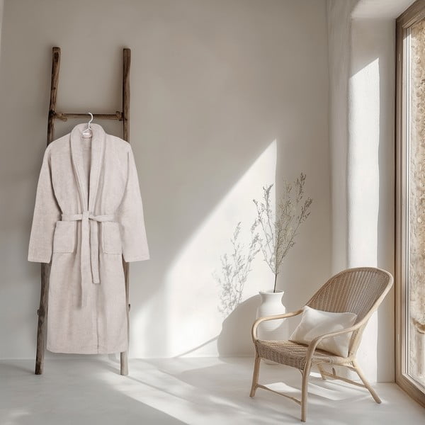 Beež puuvillane hommikumantel, suurus M/L Terry - HIP-image-1