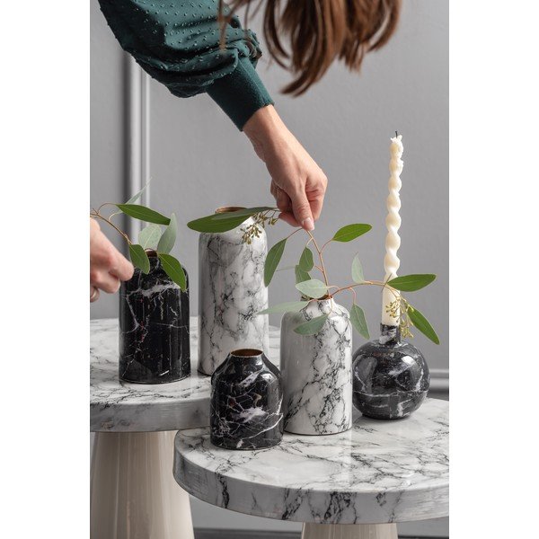 Must-valge rauast vaas Marmor, kõrgus 10 cm - PT LIVING-image-1