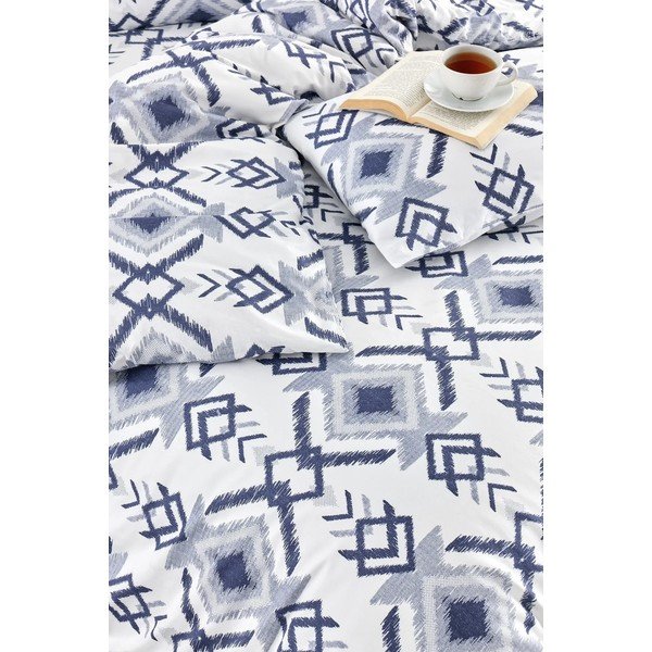 Valge/sinine 3-osaline pikendatud voodipesukomplekt 160x220 cm Geometric - Mila Home-image-2