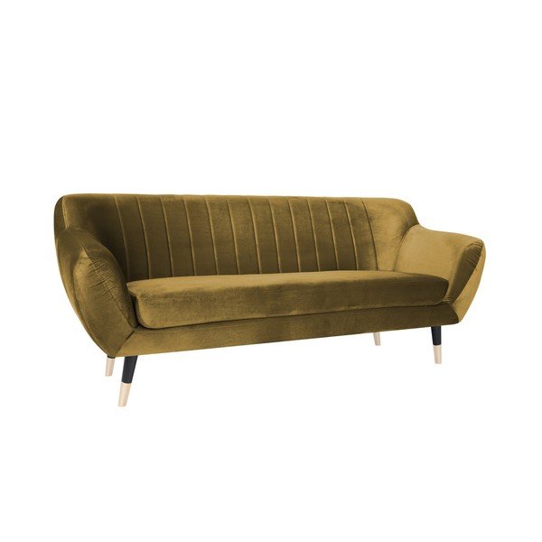Hořčicově žlutá pohovka s černými nohami Mazzini Sofas Benito, 188 cm-image-2
