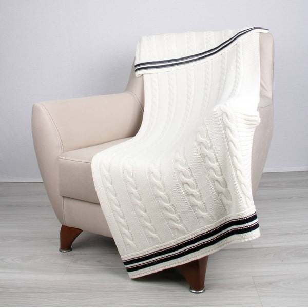 Světle béžová bavlněná deka Ciana, 130 x 170 cm