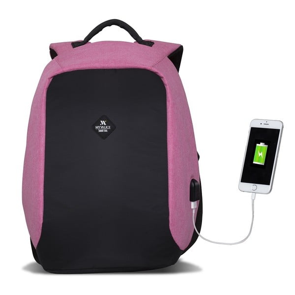 Must ja roosa USB-portiga seljakott My Valice SECRET Smart Bag - Myvalice-image-2