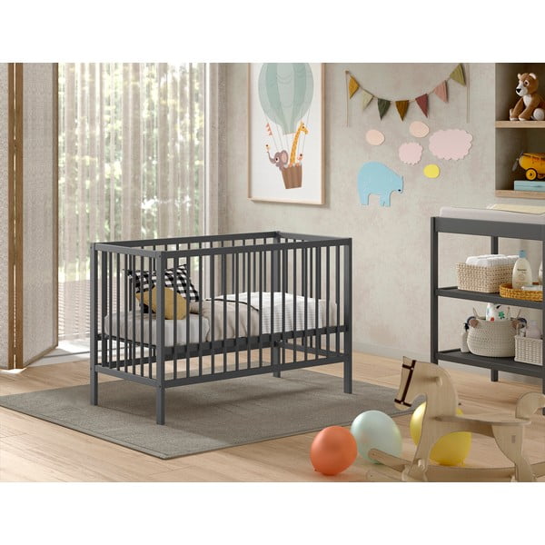 Antratsiitne männipuidust võrevoodi 60x120 cm DINO - Vipack-image-1