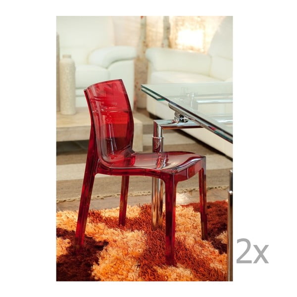 Sada 2 červených  jídelních židlí Castagnetti Ophelia