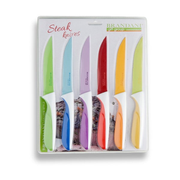 Sada 6 barevných nožů z nerezové oceli Brandani