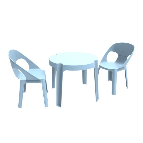 Modrý dětský zahradní set 1 stolu a 2 židliček Resol Julieta