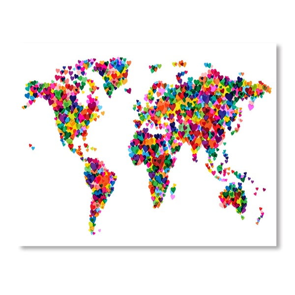 Plakát s pestrobarevnou mapou světa Americanflat Life, 60 x 42 cm