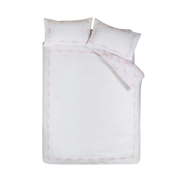 Valge voodipesu kaheinimesevoodile 200x200 cm Bow Embroidery - Catherine Lansfield