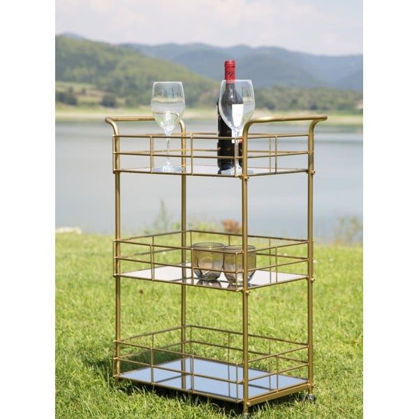 3-tasandiline serveerimiskäru kuldse Reo disainiga Carrello - Mauro Ferretti-image-1