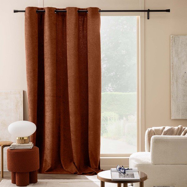 Terrakota värvi bouclé kardin 140x260 cm Winona - douceur d'intérieur-image-3