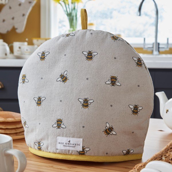 Beeži ja kollase puuvillase teekannukaane kaane koos Bumble Bee - Cooksmart ®-image-1