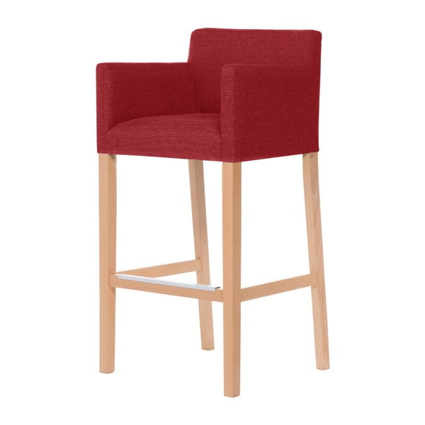Červená barová židle s hnědými nohami Ted Lapidus Maison Sillage