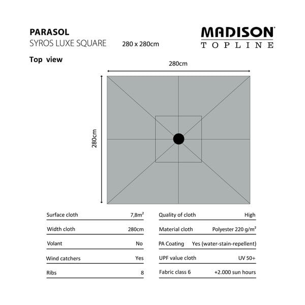 Roheline päikesevarju 280x280 cm Syros - Madison-image-2