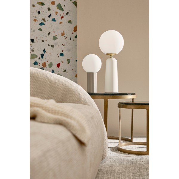 Valge metallist laualamp klaasist varjuga (kõrgus 51 cm) Delphine - Bizzotto-image-2