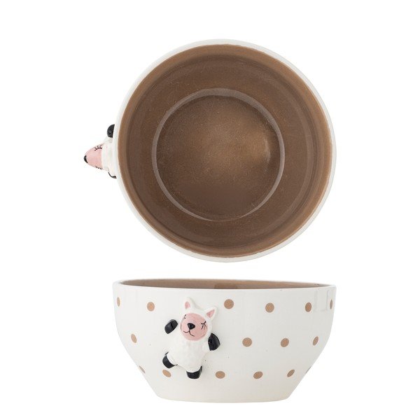 Valge/pruun kivikeraamikast laste kauss ø 14 cm Dolly - Bloomingville Mini-image-3