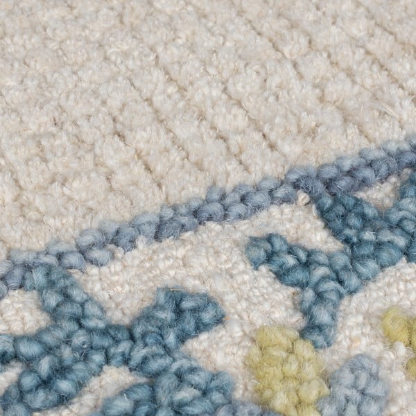 Sinine/elevandiluu värvi käsitsi kootud villaseguga vaip 120x170 cm Myla Floral Frame - Flair Rugs-image-2