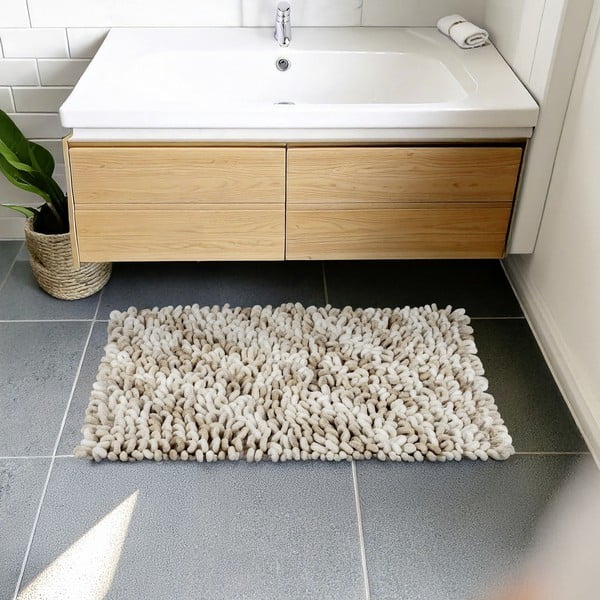 Beež tekstiilist vannitoamatt 60x90 cm Lerici - Wenko-image-1