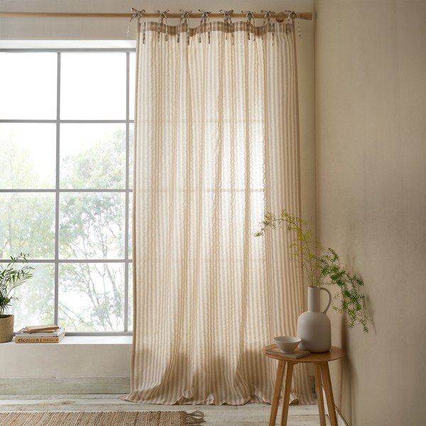 Beež kardin 140x229 cm Zanzibar Woven Stripe - Pineapple Elephant-image-1