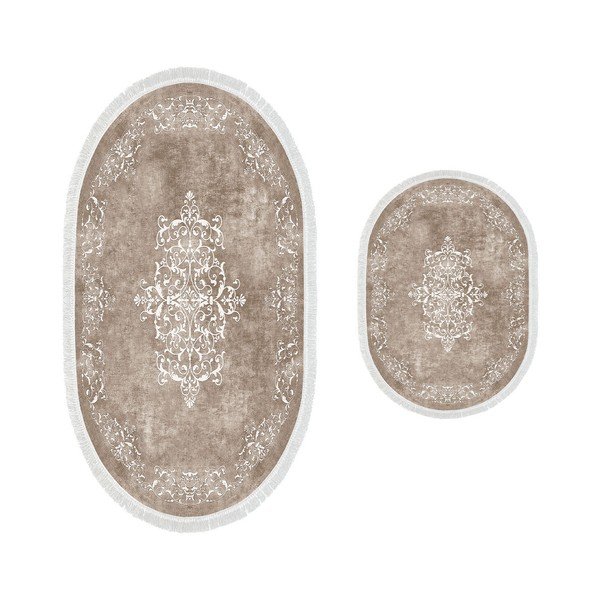 Taupe vannitoamattide komplekt, 2 tk, 60x100 cm - Foutastic