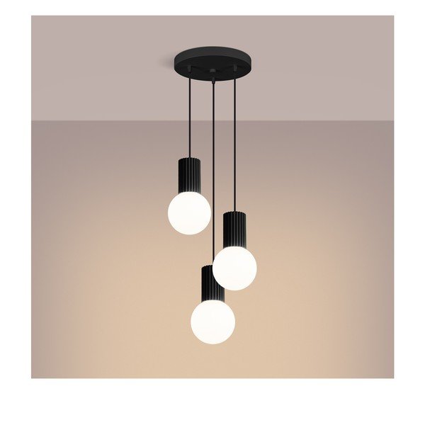 Must metallist ripplamp klaasist varjuga, ø 25 cm Orbital - Sollux-image-2