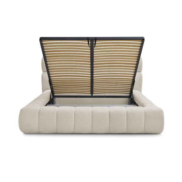 Beež polsterdatud kaheinimesevoodi koos panipaiga ja voodipõhjaga 180x200 cm Mont Blanc - Bobochic Paris-image-3