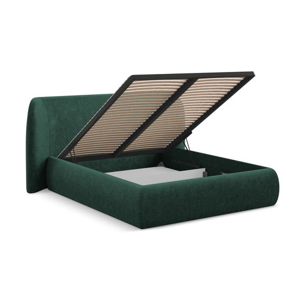 Tumeroheline polsterdatud kaheinimesevoodi koos voodipõhja ja panipaigaga 180x200cm Hauke - Makamii-image-2