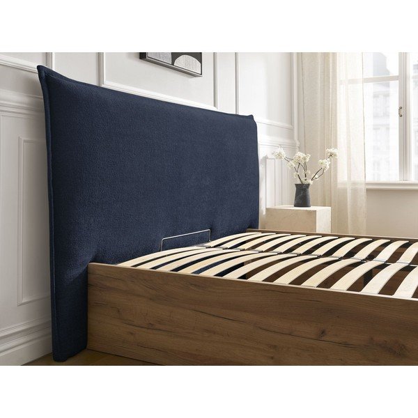 Sinine polsterdatud polsterdatud/puitlaastplaadist kaheinimesevoodi panipaigaga ja liistudest raamiga 160x200 cm Charlie - Bobochic Paris-image-3