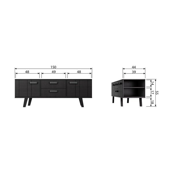 Must männipuidust TV-alus 150x55 cm Watch - De Eekhoorn-image-3