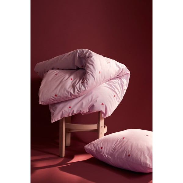 Roosa perkal-puuvillast voodipesu üheinimesevoodile 140x200 cm Daisy - JUNA-image-2