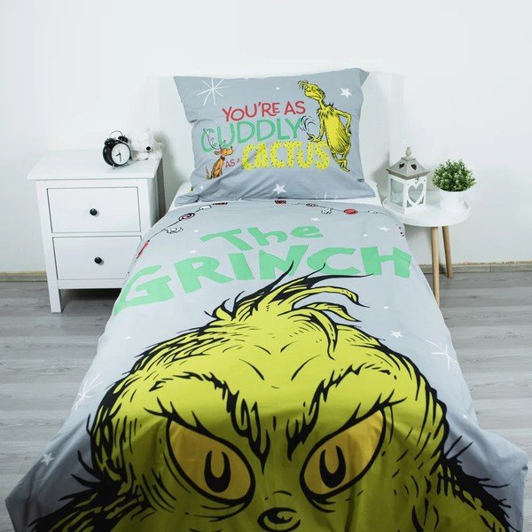 Roheline/hall puuvillane laste voodipesu üheinimesevoodile 200x140 cm - Jerry Fabrics-image-1