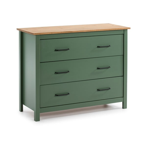 Männipuidust madal kummut roheline-puiduvärvi 100x80 cm Miranda – Marckeric-image-2