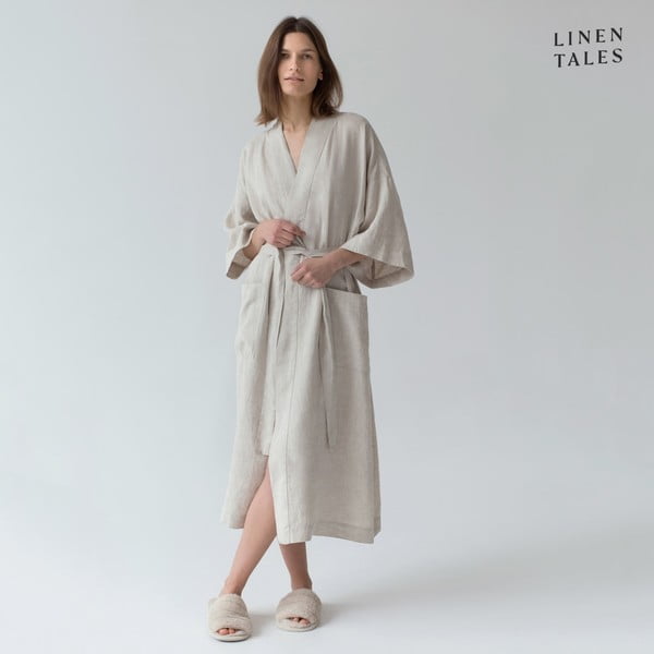 Beež linane hommikumantel suurus L/XL Summer - Linen Tales-image-3