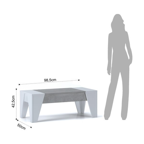 Šedo-bílý konferenční stolek s výklopnou deskou Tomasucci James-image-2