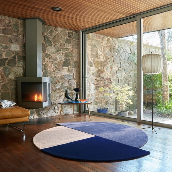 Sinine käsitsi kootud villane ümmargune vaip ø 150 cm Mia Segment - Flair Rugs-image-1