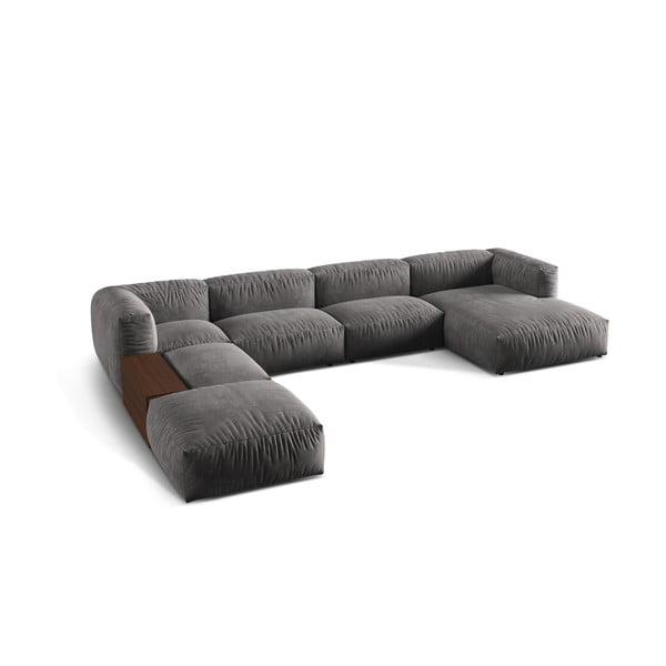 Hall bukleekangast modulaarne nurgadiivan (vasak nurk/"U") Martina - Micadoni Home-image-1