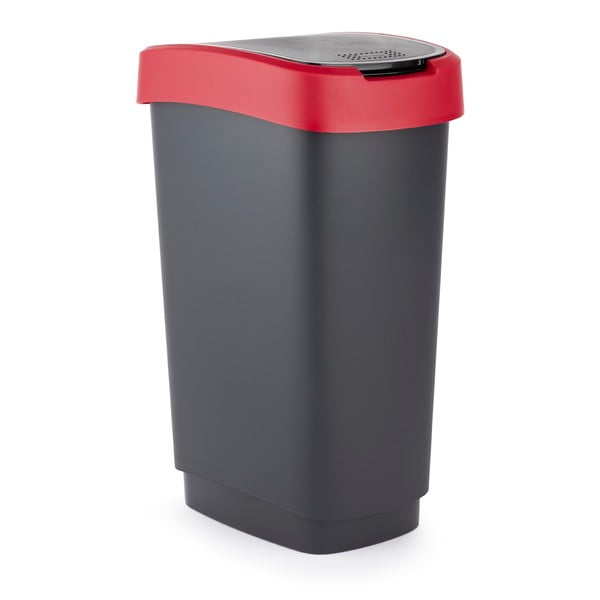 Punane ja must taaskasutatud plastist prügikast 25 L Twist - Rotho