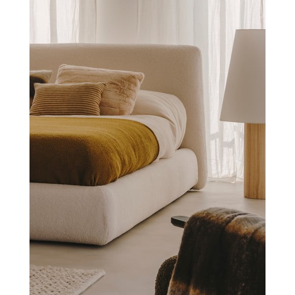 Beež pehme kaheinimesevoodi 180x200 cm Martina - Kave Home-image-1