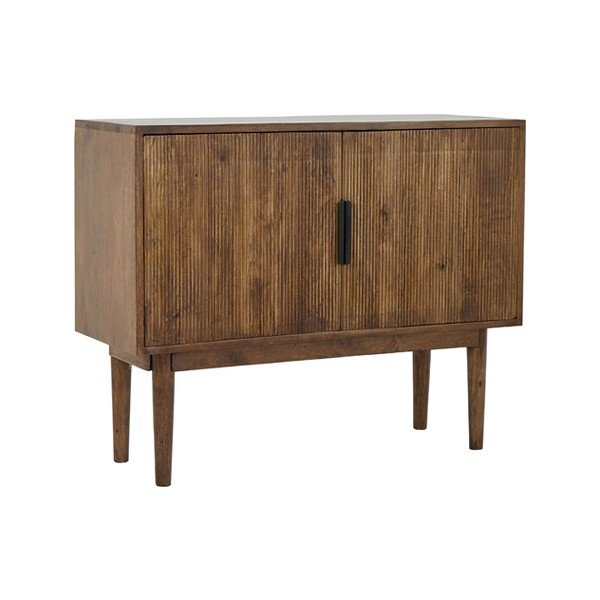 Tumepruun täispuidust madal sahtlitega kapp 100x80 cm Bitika - Light & Living-image-2