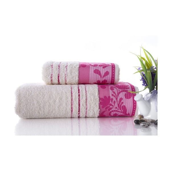 Set dvou ručníků Melodi Pink, 70x140 a 50x90 cm