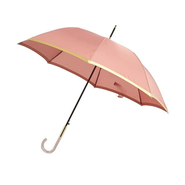 Světle růžový holový deštník s detaily ve zlaté barvě Lurex, ⌀ 101 cm