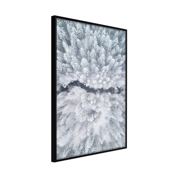 Plakat raamis, 40 x 60 cm Winter Forest From a Bird's Eye View - Artgeist
