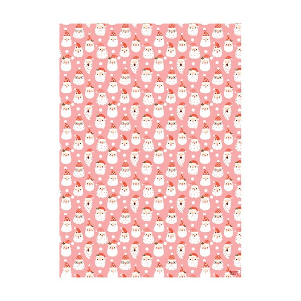 5 lehte roosa ja valget pakkepaberit, 50 x 70 cm. Santas - eleanor stuart-image-1