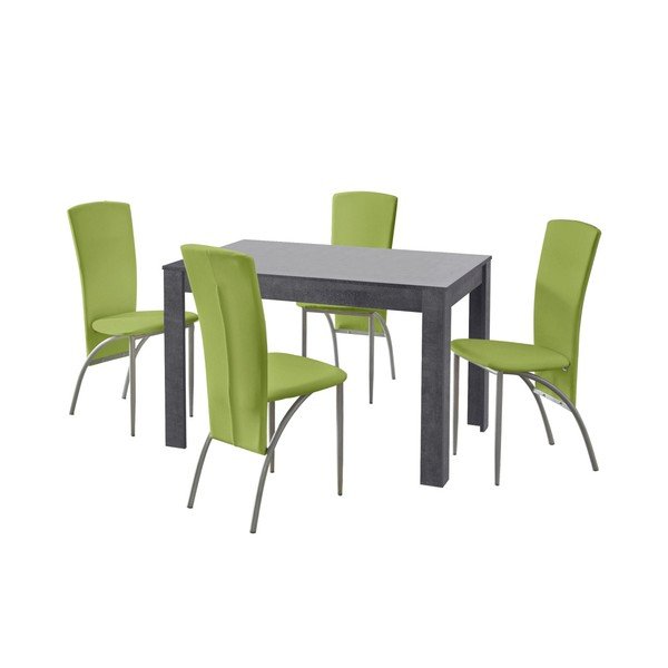 Set jídelního stolu a 4 zelených jídelních židlí Støraa Lori Nevada Slate Green