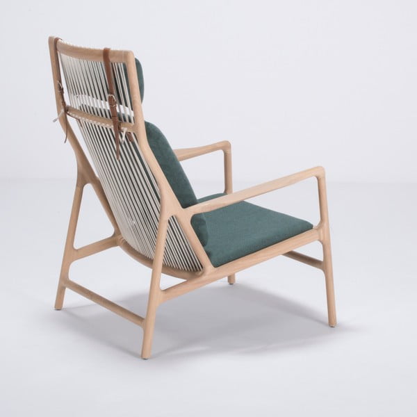 Tammepuust tugitool rohelise tekstiilist istmega Dedo - Gazzda-image-2