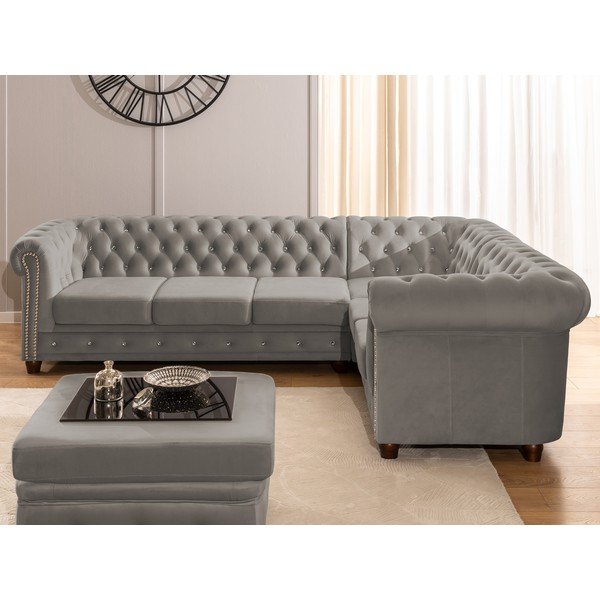 Hall sametist nurgadiivanvoodi (parempoolne/L-kujuline) York Blik - Ropez-image-4