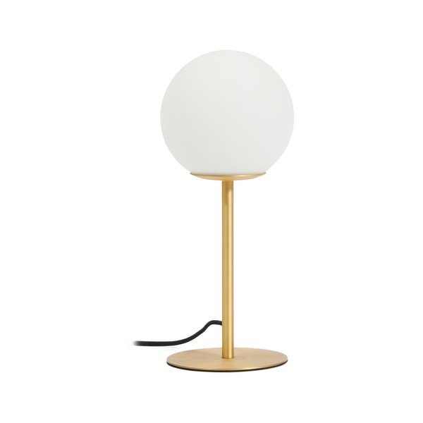 Valge/kuldne laualamp klaasist varjuga (kõrgus 35 cm) Brisia - Kave Home