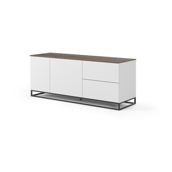 Bílá komoda s deskou v dekoru ořechu a černými nohami TemaHome Join-image-3