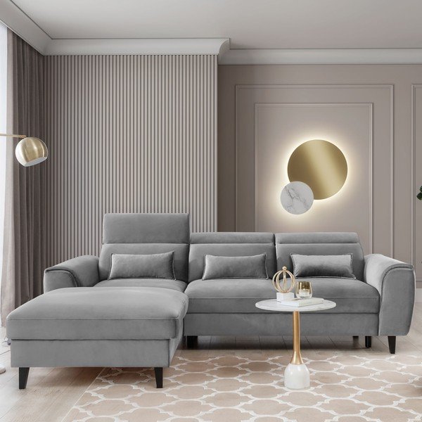 Hall sametist lahtikäiv/sahtliga nurgadiivan (vasak nurk/lamamisosaga) Foble – ELTAP-image-1